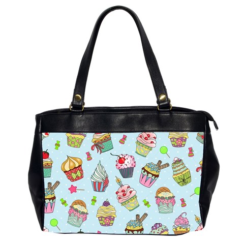 Cupcake Doodle Pattern Oversize Office Handbag (2 Sides) from ArtsNow.com Front