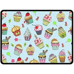 Cupcake Doodle Pattern Fleece Blanket (Large) 