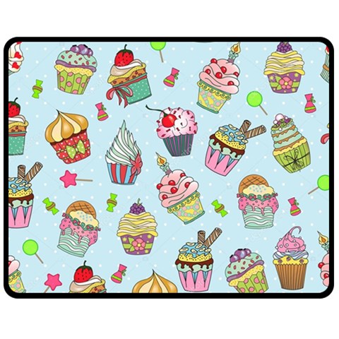 Cupcake Doodle Pattern Fleece Blanket (Medium)  from ArtsNow.com 60 x50  Blanket Front