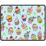 Cupcake Doodle Pattern Fleece Blanket (Medium) 