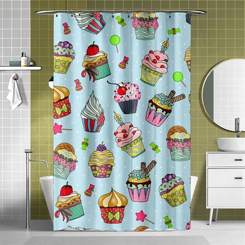 Cupcake Doodle Pattern Shower Curtain 48  x 72  (Small)  from ArtsNow.com Curtain(48  X 72 ) - 42.18 x64.8  Curtain(48  X 72 )