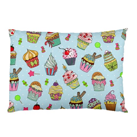 Cupcake Doodle Pattern Pillow Case (Two Sides) from ArtsNow.com Front