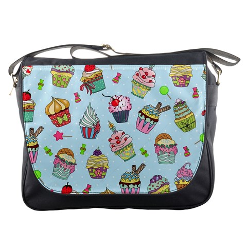 Cupcake Doodle Pattern Messenger Bag from ArtsNow.com Front