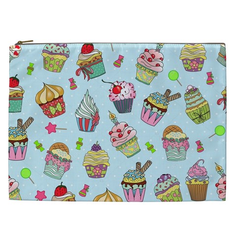 Cupcake Doodle Pattern Cosmetic Bag (XXL) from ArtsNow.com Front