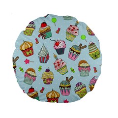 Cupcake Doodle Pattern Standard 15  Premium Round Cushions from ArtsNow.com Front