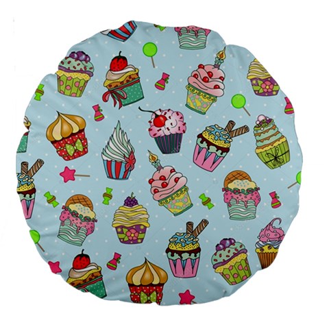 Cupcake Doodle Pattern Large 18  Premium Round Cushions from ArtsNow.com Front