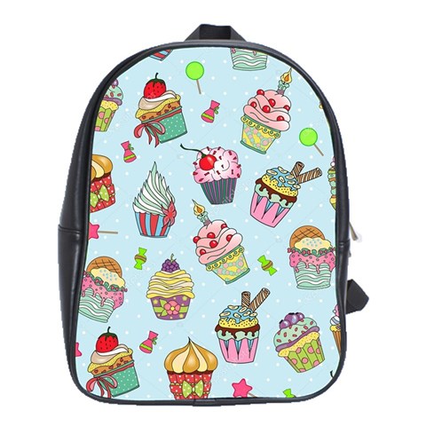 Cupcake Doodle Pattern School Bag (XL) from ArtsNow.com Front