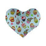 Cupcake Doodle Pattern Standard 16  Premium Heart Shape Cushions