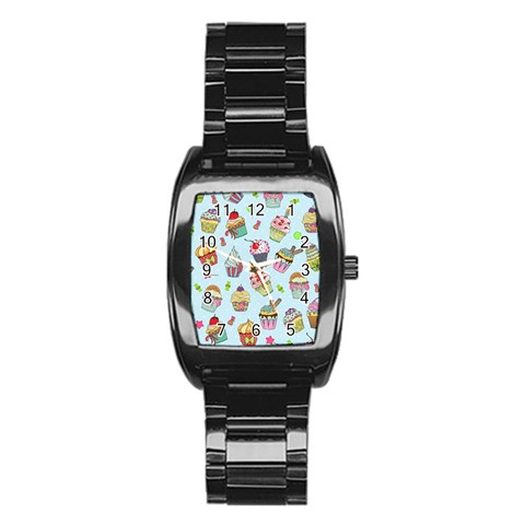 Cupcake Doodle Pattern Stainless Steel Barrel Watch from ArtsNow.com Front