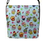 Cupcake Doodle Pattern Flap Closure Messenger Bag (L)