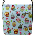 Cupcake Doodle Pattern Flap Closure Messenger Bag (S)