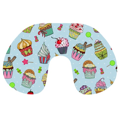 Cupcake Doodle Pattern Travel Neck Pillow from ArtsNow.com Front