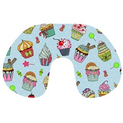 Cupcake Doodle Pattern Travel Neck Pillow from ArtsNow.com Front