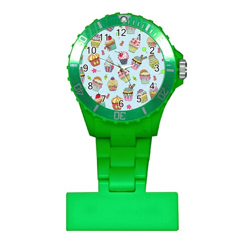 Cupcake Doodle Pattern Plastic Nurses Watch from ArtsNow.com Front