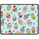 Cupcake Doodle Pattern Double Sided Fleece Blanket (Medium) 