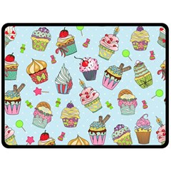 Cupcake Doodle Pattern Double Sided Fleece Blanket (Large)  from ArtsNow.com 80 x60  Blanket Front