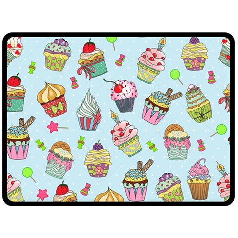 Cupcake Doodle Pattern Double Sided Fleece Blanket (Large)  from ArtsNow.com 80 x60  Blanket Back