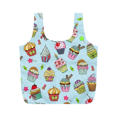 Cupcake Doodle Pattern Full Print Recycle Bag (M) from ArtsNow.com Front