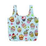 Cupcake Doodle Pattern Full Print Recycle Bag (M)