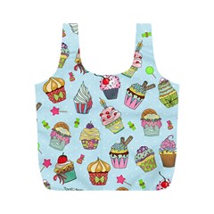 Cupcake Doodle Pattern Full Print Recycle Bag (M) from ArtsNow.com Back