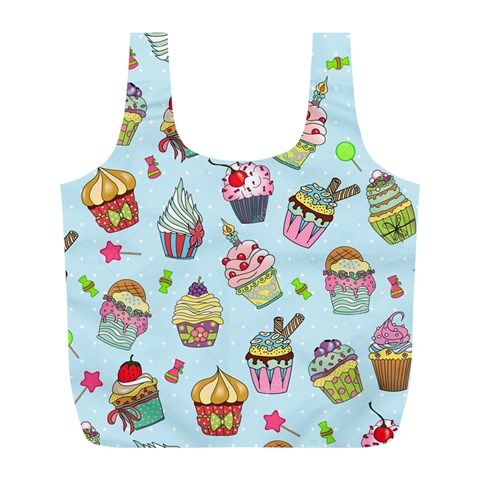 Cupcake Doodle Pattern Full Print Recycle Bag (L) from ArtsNow.com Front