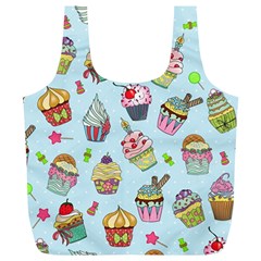 Cupcake Doodle Pattern Full Print Recycle Bag (XL) from ArtsNow.com Front