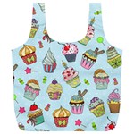 Cupcake Doodle Pattern Full Print Recycle Bag (XL)