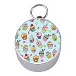 Cupcake Doodle Pattern Mini Silver Compasses