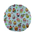 Cupcake Doodle Pattern Standard 15  Premium Flano Round Cushions