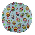 Cupcake Doodle Pattern Large 18  Premium Flano Round Cushions