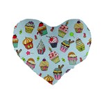 Cupcake Doodle Pattern Standard 16  Premium Flano Heart Shape Cushions