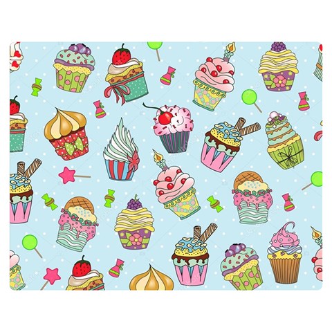 Cupcake Doodle Pattern Double Sided Flano Blanket (Medium)  from ArtsNow.com 60 x50  Blanket Front