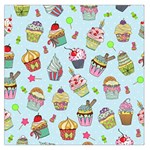 Cupcake Doodle Pattern Large Satin Scarf (Square)