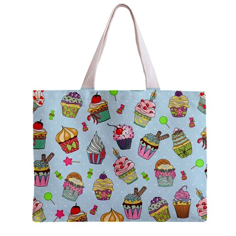 Cupcake Doodle Pattern Zipper Mini Tote Bag from ArtsNow.com Front