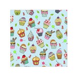 Cupcake Doodle Pattern Small Satin Scarf (Square)