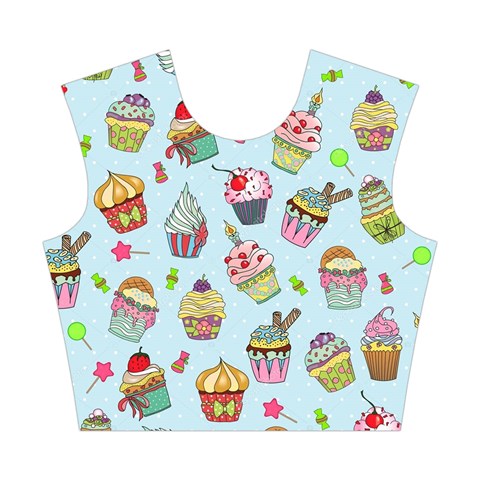 Cupcake Doodle Pattern Cotton Crop Top from ArtsNow.com Front