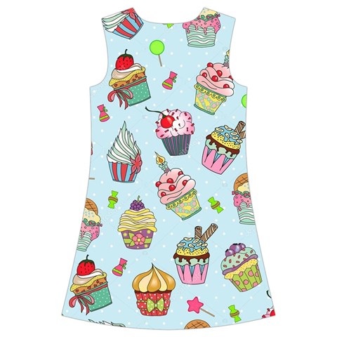 Cupcake Doodle Pattern Kids  Short Sleeve Velvet Dress from ArtsNow.com Back