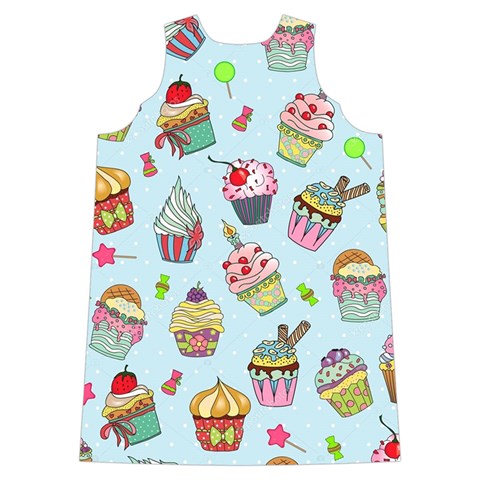 Cupcake Doodle Pattern Shoulder Cutout Velvet One Piece from ArtsNow.com Back