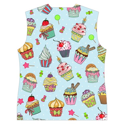 Cupcake Doodle Pattern Women s Button Up Vest from ArtsNow.com Back