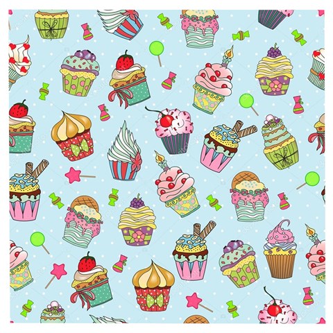 Cupcake Doodle Pattern Wooden Puzzle Square from ArtsNow.com Front