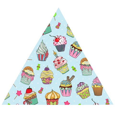 Cupcake Doodle Pattern Wooden Puzzle Triangle from ArtsNow.com Front