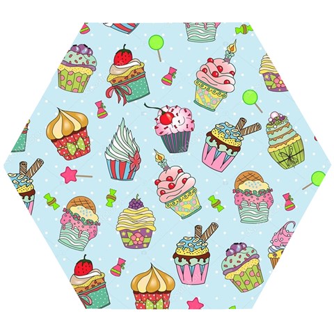 Cupcake Doodle Pattern Wooden Puzzle Hexagon from ArtsNow.com Front