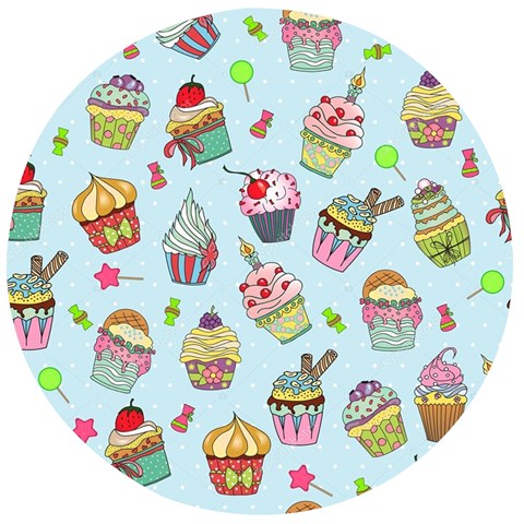 Cupcake Doodle Pattern Wooden Bottle Opener (Round) from ArtsNow.com Front