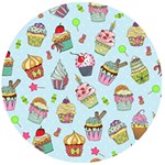 Cupcake Doodle Pattern Wooden Bottle Opener (Round)