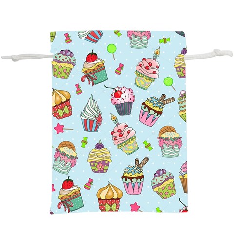 Cupcake Doodle Pattern  Lightweight Drawstring Pouch (XL) from ArtsNow.com Front