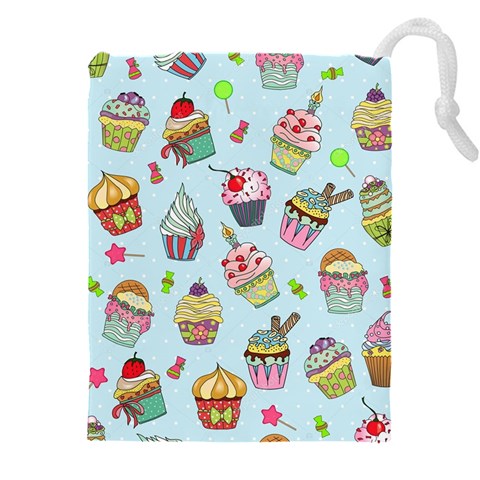 Cupcake Doodle Pattern Drawstring Pouch (4XL) from ArtsNow.com Front