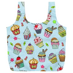 Cupcake Doodle Pattern Full Print Recycle Bag (XXL) from ArtsNow.com Front