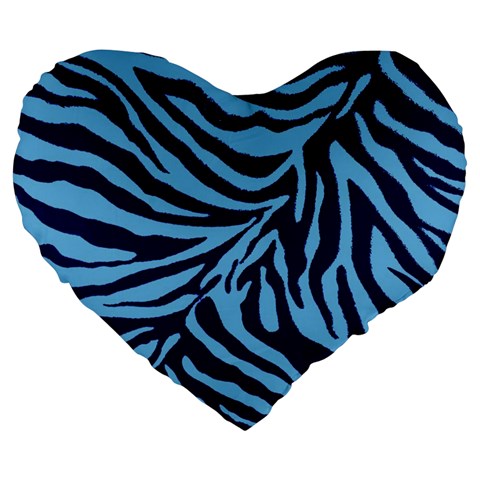 Zebra 3 Large 19  Premium Flano Heart Shape Cushions from ArtsNow.com Front