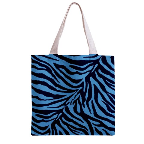 Zebra 3 Zipper Grocery Tote Bag from ArtsNow.com Front