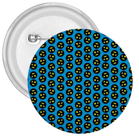 0059 Comic Head Bothered Smiley Pattern 3  Buttons from ArtsNow.com Front